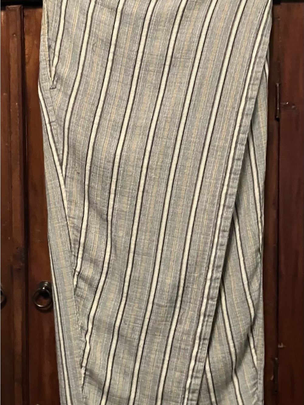 Prana Ladies Striped Light Gray & White Midi Skirt